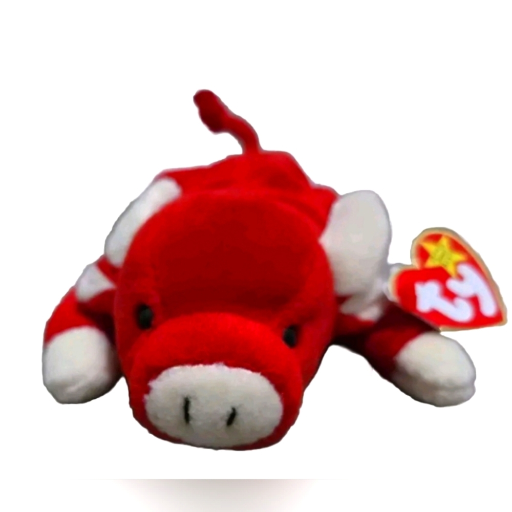 Ty 1995 Retired Beanie Baby Snort Bull Soft Plush Stuffed Animal Toy
